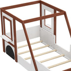 Mahogany and White Wood Twin Race Car Playhouse Bed Frame