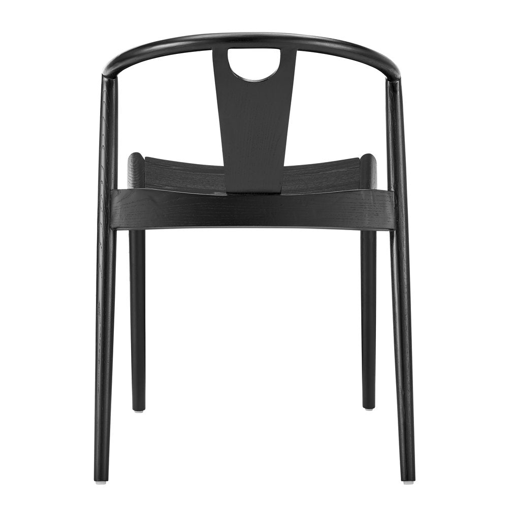 Black Solid Wood Open Back Dining Side Chair