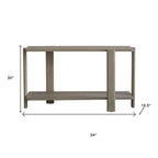 54" Natural Solid Wood Distressed Console Table With Shelf