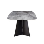 94" Gray and Black Faux Marble Ceramic and Steel Double Pedestal Base Dining Table