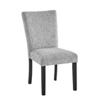 Set of Two Light Gray and Black Upholstered Fabric And Wood Dining Side Chairs