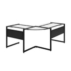 78" Clear and Black Glass and Steel Corner Computer Desk