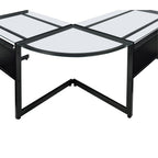 78" Clear and Black Glass and Steel Corner Computer Desk