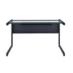 78" Clear and Black Glass and Steel Corner Computer Desk