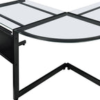 78" Clear and Black Glass and Steel Corner Computer Desk