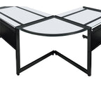 78" Clear and Black Glass and Steel Corner Computer Desk