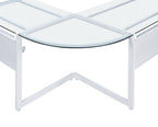 78" Clear and Black Glass and Steel Corner Computer Desk