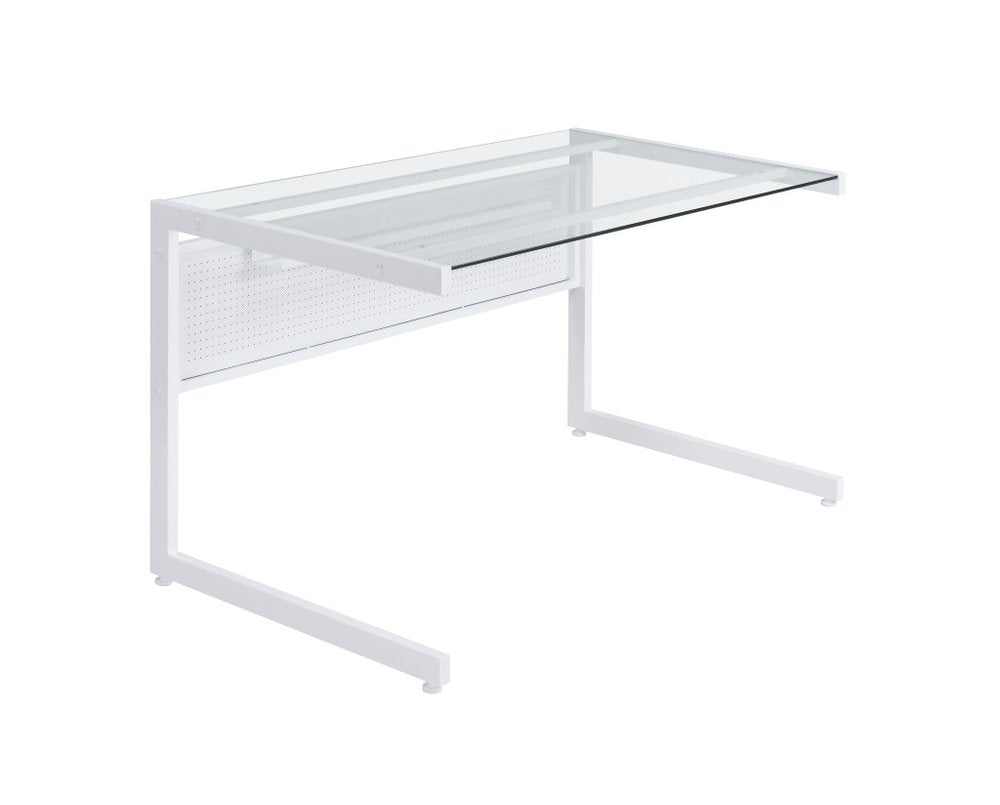 78" Clear and Black Glass and Steel Corner Computer Desk