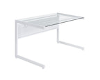 78" Clear and Black Glass and Steel Corner Computer Desk