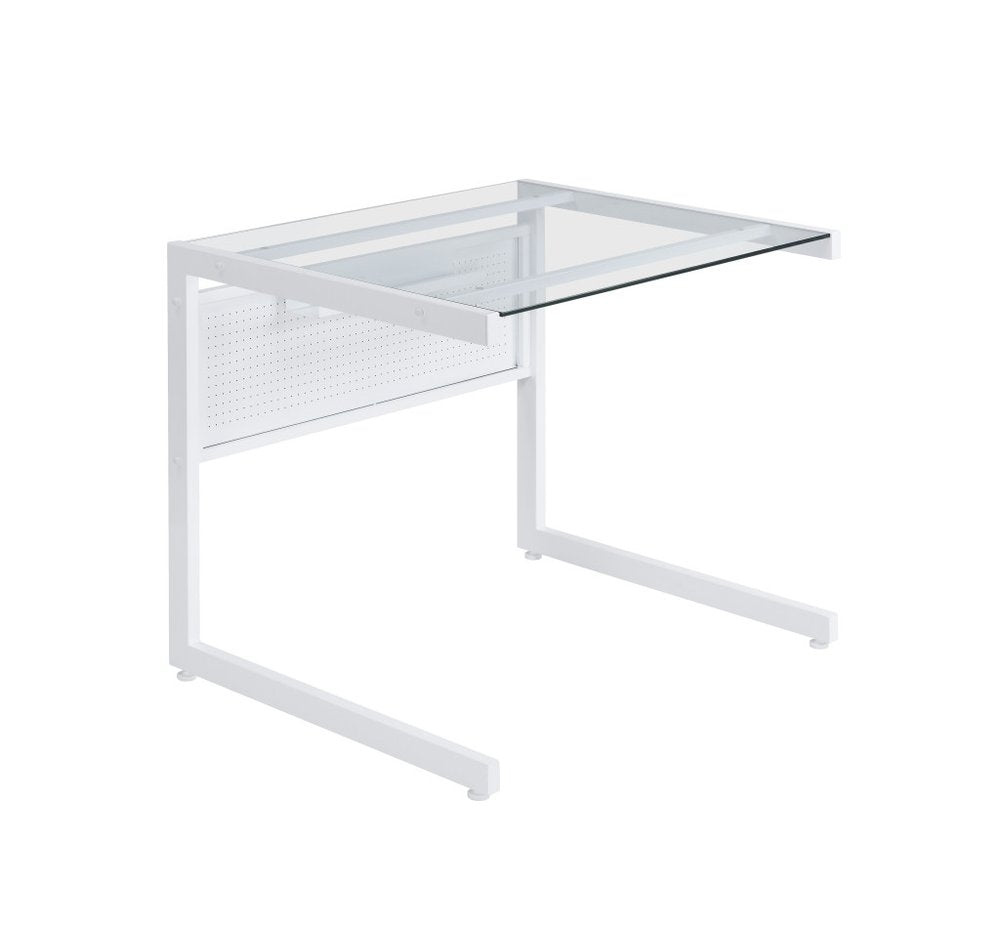 78" Clear and Black Glass and Steel Corner Computer Desk
