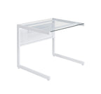 78" Clear and Black Glass and Steel Corner Computer Desk