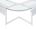 78" Clear and Black Glass and Steel Corner Computer Desk