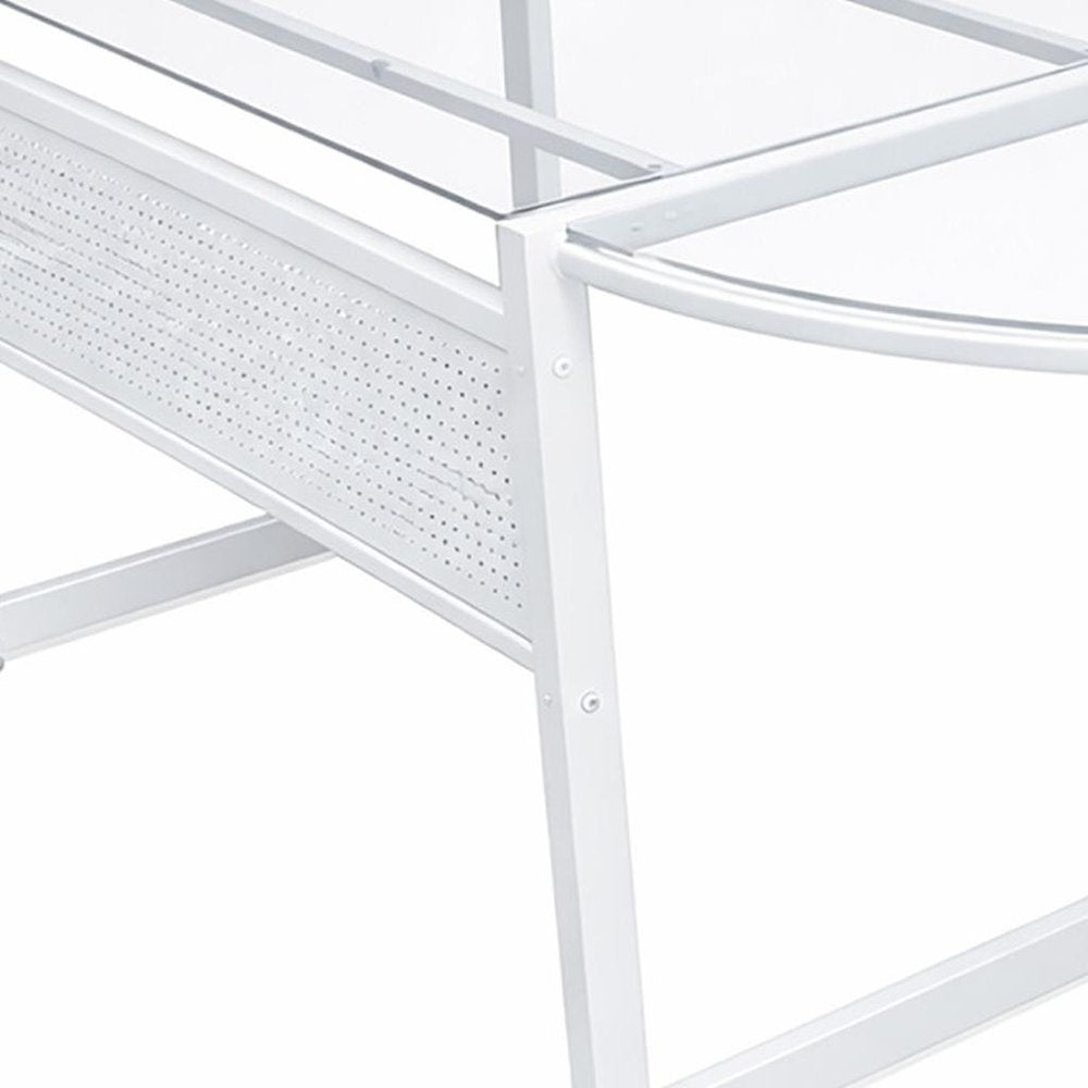78" Clear and Black Glass and Steel Corner Computer Desk