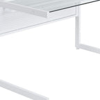 78" Clear and Black Glass and Steel Corner Computer Desk