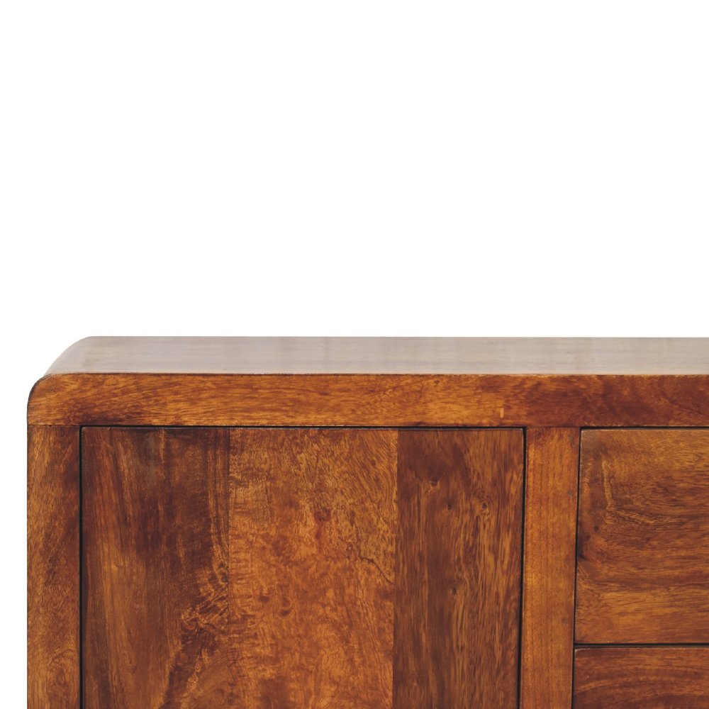 32" Brown Distressed Solid Wood Accent Cabinet With Single Door And Four Drawers