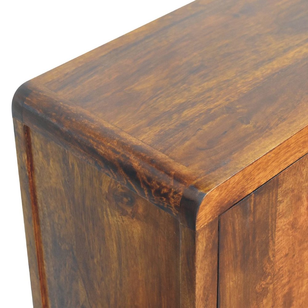 32" Brown Distressed Solid Wood Accent Cabinet With Single Door And Four Drawers