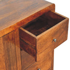 32" Brown Distressed Solid Wood Accent Cabinet With Single Door And Four Drawers
