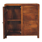 32" Brown Distressed Solid Wood Accent Cabinet With Single Door And Four Drawers