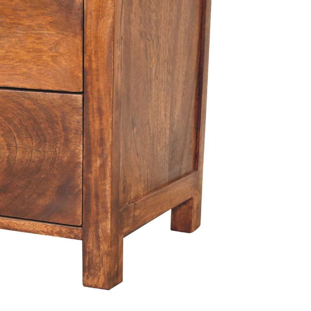 32" Brown Distressed Solid Wood Accent Cabinet With Single Door And Four Drawers