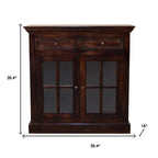 35" Walnut Solid Wood Accent Cabinet With Two Doors And Two Drawers