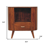 30" Chestnut Solid Wood Oval Accent Cabinet With One Drawer