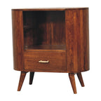 30" Chestnut Solid Wood Oval Accent Cabinet With One Drawer