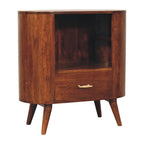30" Chestnut Solid Wood Oval Accent Cabinet With One Drawer