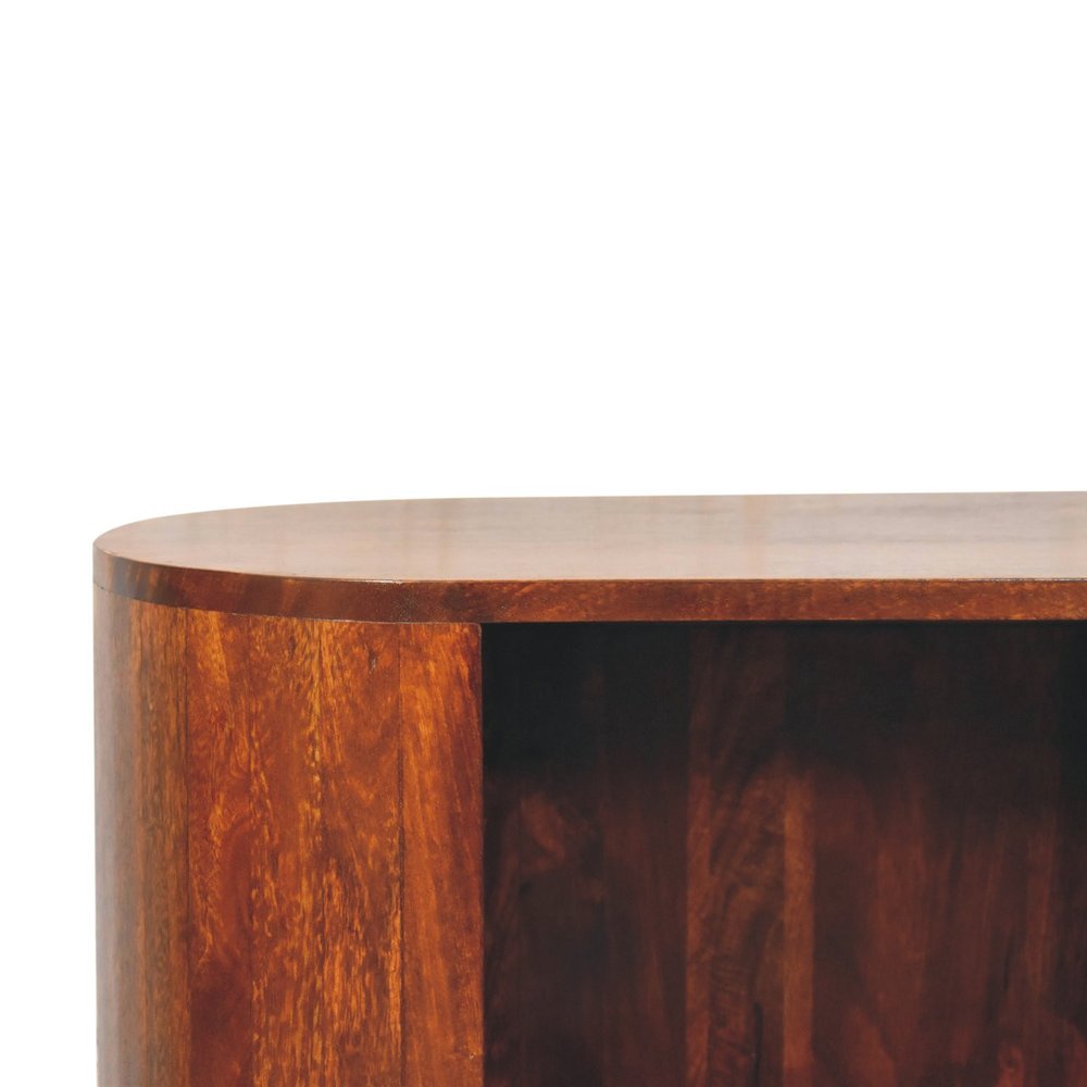 30" Chestnut Solid Wood Oval Accent Cabinet With One Drawer