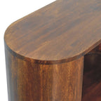 30" Chestnut Solid Wood Oval Accent Cabinet With One Drawer