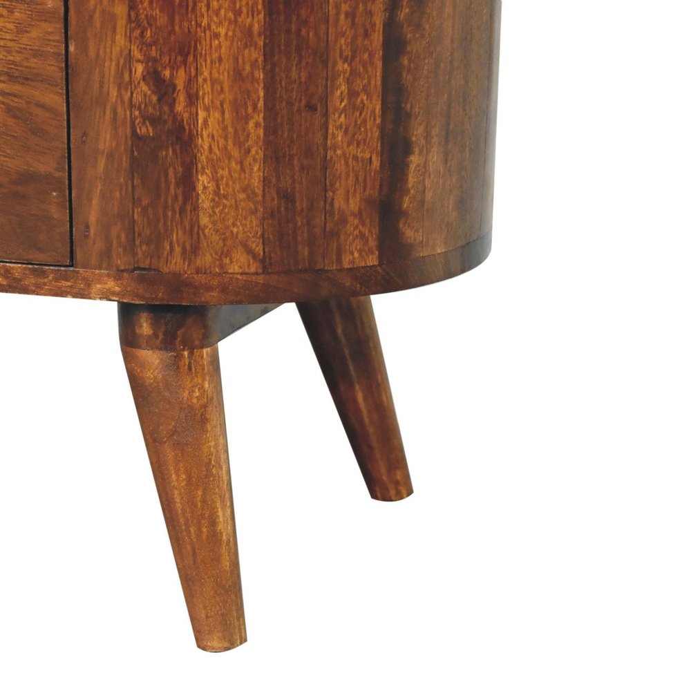 30" Chestnut Solid Wood Oval Accent Cabinet With One Drawer