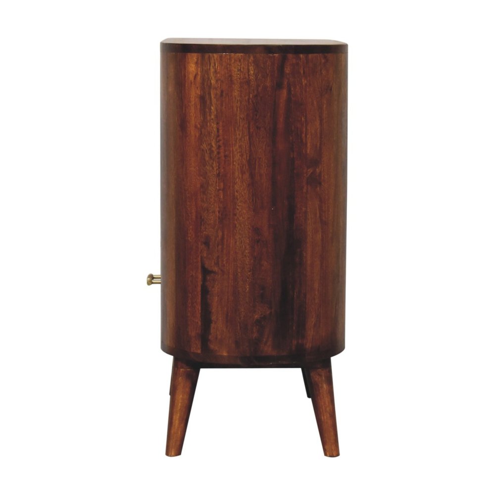 30" Chestnut Solid Wood Oval Accent Cabinet With One Drawer
