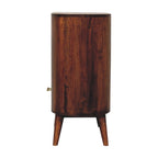 30" Chestnut Solid Wood Oval Accent Cabinet With One Drawer