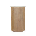 63" Brown And White Solid Wood And Marble Ribbed Texture Sideboard with Two Doors