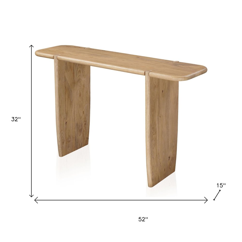 52" Natural Solid Wood Solid Console Table