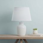 White Faux Silk Plain Drum Lamp Shade
