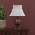 White Linen Piped Bell Lamp Shade