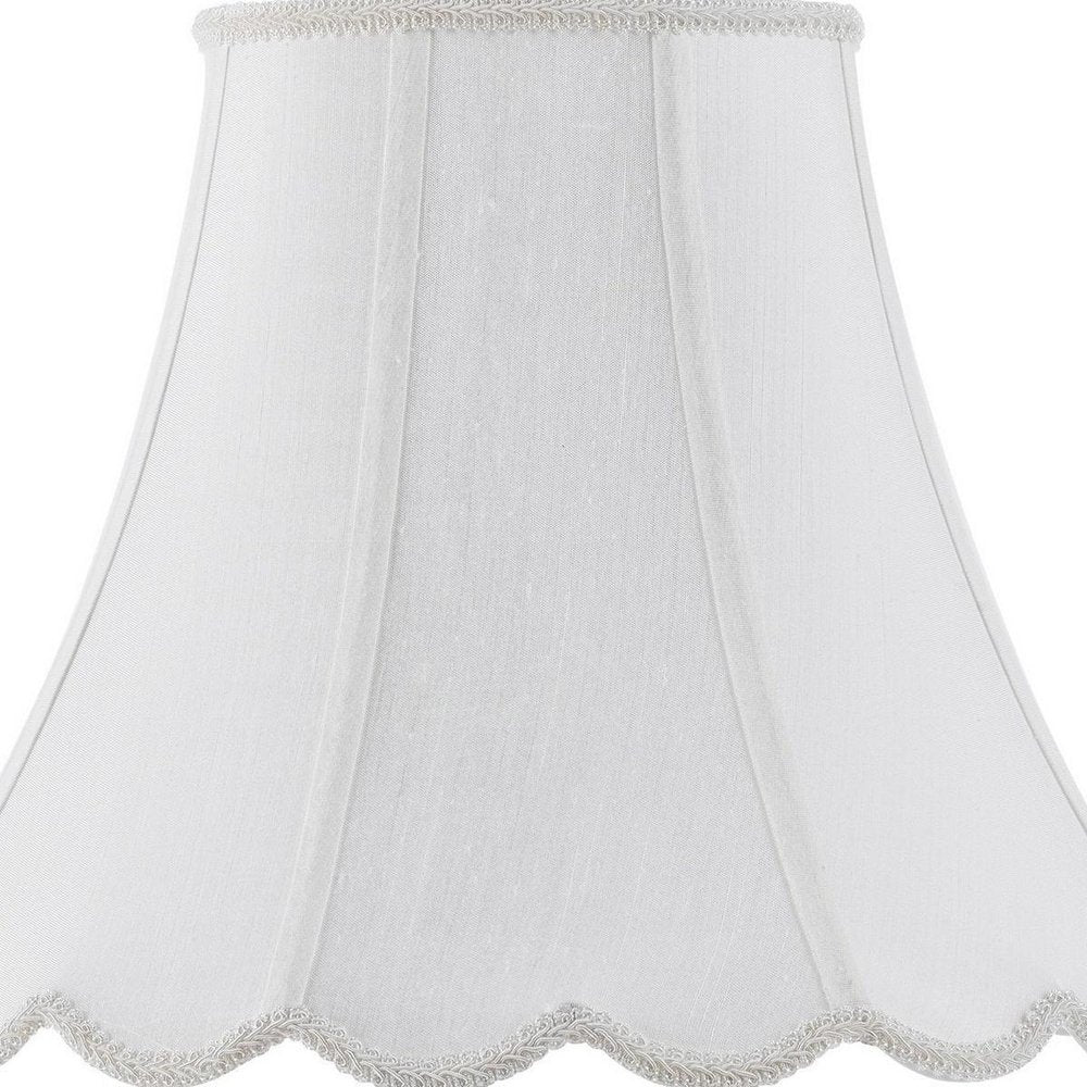 White Linen Piped Bell Lamp Shade