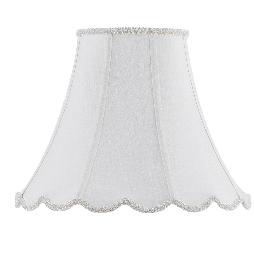 White Linen Piped Bell Lamp Shade