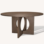 60" Natural Solid Wood Pedestal Base Round Top Dining Table