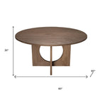 60" Natural Solid Wood Pedestal Base Round Top Dining Table