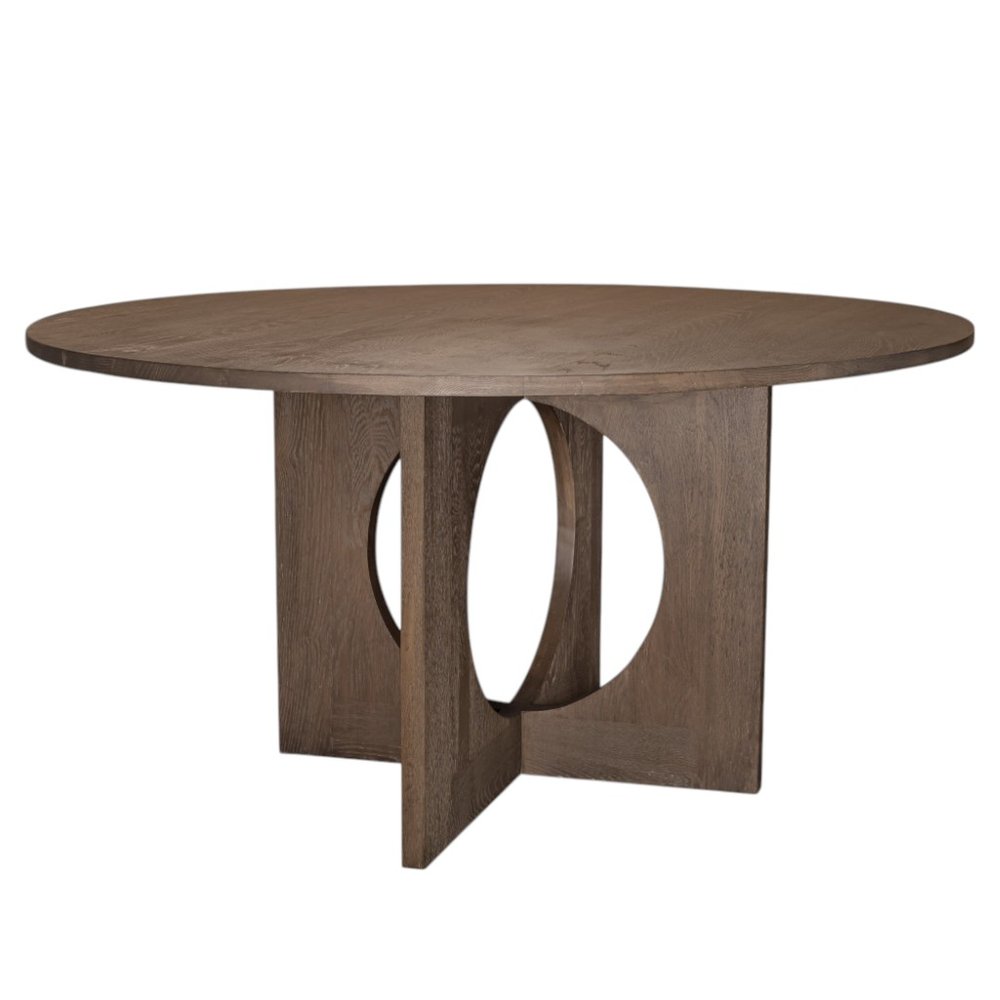 60" Natural Solid Wood Pedestal Base Round Top Dining Table