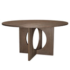 60" Natural Solid Wood Pedestal Base Round Top Dining Table