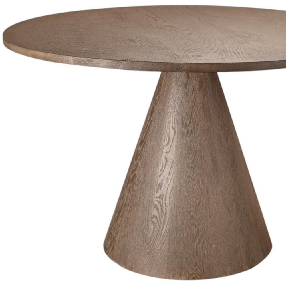 48" Natural Solid Wood Pedestal Base Round Top Dining Table