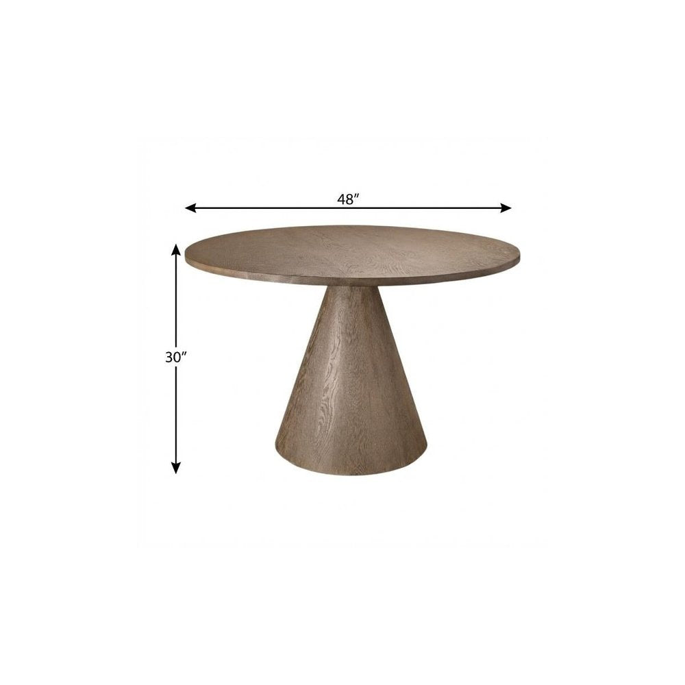 48" Natural Solid Wood Pedestal Base Round Top Dining Table