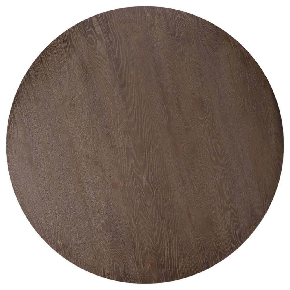 48" Natural Solid Wood Pedestal Base Round Top Dining Table