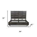 Dark Brown Slat Back Solid Wood King Bed Frame