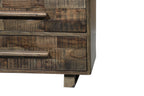 35" Brown Carved Geometric Solid Wood Five Drawer Dresser