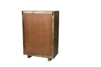 35" Brown Carved Geometric Solid Wood Five Drawer Dresser