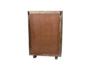 35" Brown Carved Geometric Solid Wood Five Drawer Dresser