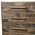 35" Brown Carved Geometric Solid Wood Five Drawer Dresser